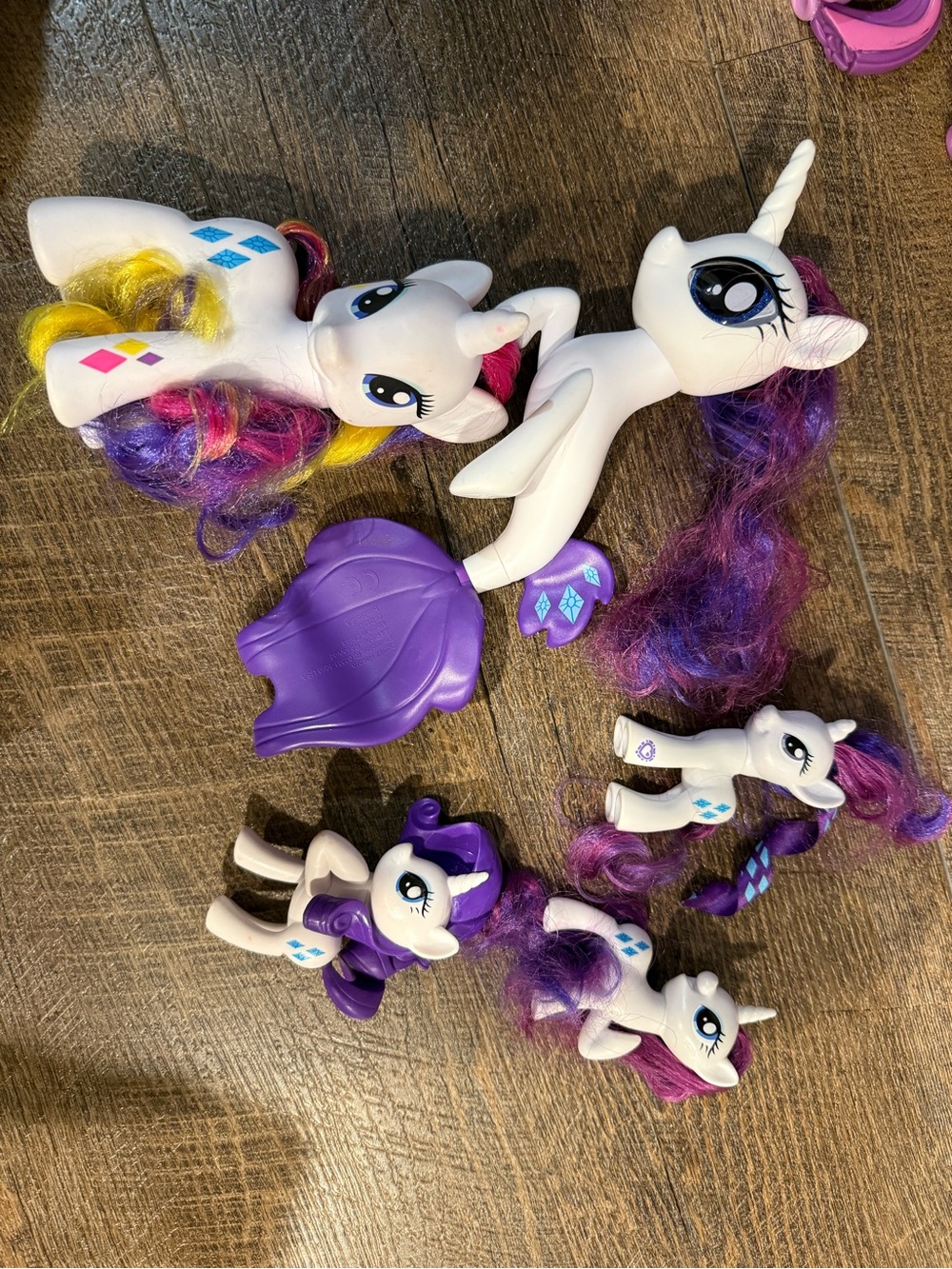 My Little Pony White Unicorn Figures with Purple and Pink Manes